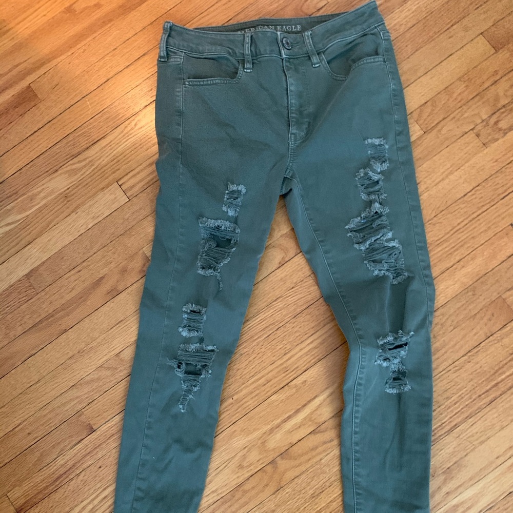 American Eagle skinny ripped jeans.